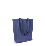 Sac en coton biologique avec soufflet et longues anses 270 g/m² couleur bleu foncé troisième vue