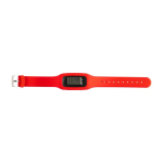 Podomètre en silicone avec compteur de pas, calories et distance couleur rouge première vue