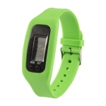 Podomètre en silicone avec compteur de pas, calories et distance couleur vert clair quatrième vue