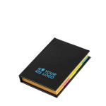 Notes adhésives couverture rigide avec papiers de différentes tailles couleur noir avec zone d'impression