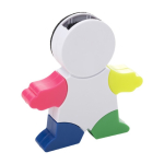 Marqueur en forme de bonhomme 4 couleurs fluorescentes et nettoyeur couleur blanc première vue