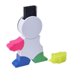 Marqueur en forme de bonhomme 4 couleurs fluorescentes et nettoyeur couleur blanc dixième vue