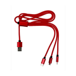 Set de câbles de charge plusieurs connecteurs et longueur de 95 cm couleur rouge deuxième vue