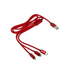 Set de câbles de charge plusieurs connecteurs et longueur de 95 cm couleur rouge troisième vue