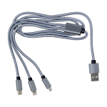 Set de câbles de charge plusieurs connecteurs et longueur de 95 cm couleur argenté première vue