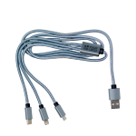Set de câbles de charge plusieurs connecteurs et longueur de 95 cm couleur argenté avec zone d'impression