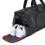 Sac de voyage en jacquard et PU avec compartiment pour chaussures couleur noir sixième vue