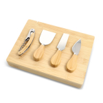 Set d'ustensiles pour fromage et vin dans une boîte en bambou couleur naturel deuxième vue
