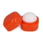 Boule de baume à lèvres publicitaire dans une boîte FPS 15 LipCube couleur orange deuxième vue