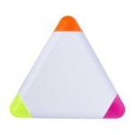 3 marqueurs fluorescents dans un triangle en plastique Triangle couleur blanc première vue
