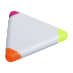 3 marqueurs fluorescents dans un triangle en plastique Triangle couleur blanc deuxième vue
