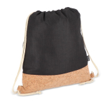 Sac à dos en RPET avec base en liège et capacité de 10 kg couleur noir