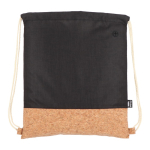 Sac à dos en RPET avec base en liège et capacité de 10 kg couleur noir troisième vue