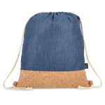 Sac à dos en RPET avec base en liège et capacité de 10 kg couleur bleu foncé deuxième vue