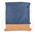 Sac à dos en RPET avec base en liège et capacité de 10 kg couleur bleu foncé troisième vue