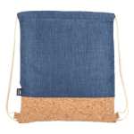 Sac à dos en RPET avec base en liège et capacité de 10 kg couleur bleu foncé quatrière vue