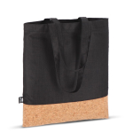 Tote bag en RPET avec base en liège et capacité de 10 kg couleur noir quatrière vue