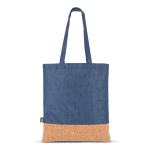 Tote bag en RPET avec base en liège et capacité de 10 kg couleur bleu foncé deuxième vue