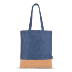 Tote bag en RPET avec base en liège et capacité de 10 kg couleur bleu foncé troisième vue