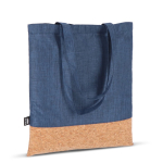 Tote bag en RPET avec base en liège et capacité de 10 kg couleur bleu foncé quatrière vue