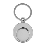 Porte-clés rond en métal avec jeton pour les courses KeyCoin couleur argenté première vue