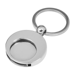 Porte-clés rond en métal avec jeton pour les courses KeyCoin couleur argenté troisième vue