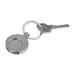 Porte-clés rond en métal avec jeton pour les courses KeyCoin couleur argenté cinquième vue