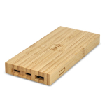 Powerbank en bambou avec trois ports différents 8.000 mAh couleur naturel deuxième vue