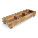 Mini table en bois d'acacia avec 3 compartiments pour apéritif couleur bois