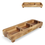 Mini table en bois d'acacia avec 3 compartiments pour apéritif