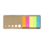 Notes adhésives en 5 couleurs différentes avec couverture en carton couleur marron deuxième vue