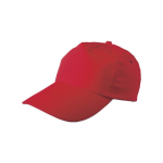 Casquette classique coton, 5 panneaux, avec fermeture en plastique couleur rouge troisième vue