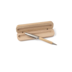 Stylo en bois avec étui assorti encre allemande Dokumental bleu couleur marron quatrième vue