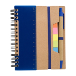 Carnet avec notes adhésives, règle et stylo, format A6, pages lignées couleur bleu première vue