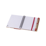 Carnet avec notes adhésives, règle et stylo, format A6, pages lignées couleur rouge dixième vue