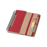 Carnet avec notes adhésives, règle et stylo, format A6, pages lignées couleur rouge onzième vue