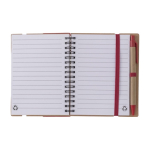 Carnet avec notes adhésives, règle et stylo, format A6, pages lignées couleur rouge deuxième vue