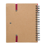 Carnet avec notes adhésives, règle et stylo, format A6, pages lignées couleur rouge sixième vue