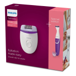 Épilateur et mini tondeuse dans un étui en satin marque Philips couleur blanc septième vue