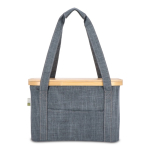 Panier de pique-nique avec couvercle en bois et sac isotherme couleur gris foncé