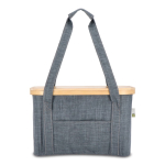 Panier de pique-nique avec couvercle en bois et sac isotherme couleur gris foncé deuxième vue