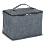 Panier de pique-nique avec couvercle en bois et sac isotherme couleur gris foncé
