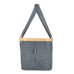 Panier de pique-nique avec couvercle en bois et sac isotherme couleur gris foncé cinquième vue