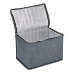 Panier de pique-nique avec couvercle en bois et sac isotherme couleur gris foncé