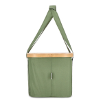 Panier de pique-nique avec couvercle en bois et sac isotherme couleur vert olive cinquième vue