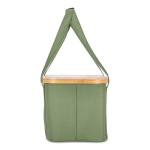 Panier de pique-nique avec couvercle en bois et sac isotherme couleur vert olive sixième vue