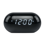 Radio réveil rond et compact avec écran numérique pour l'heure couleur noir deuxième vue
