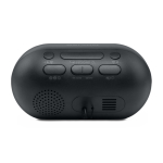 Radio réveil rond et compact avec écran numérique pour l'heure couleur noir troisième vue