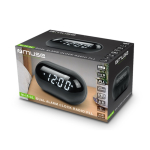Radio réveil rond et compact avec écran numérique pour l'heure couleur noir quatrière vue
