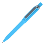 Stylo à bille en plastique recyclé, finition douce et encre bleue couleur bleu